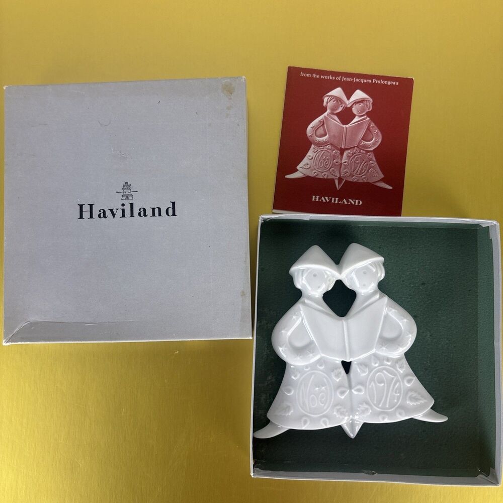 Vintage Haviland Christmas Ornament Caroling Children 1974 French Porcelain